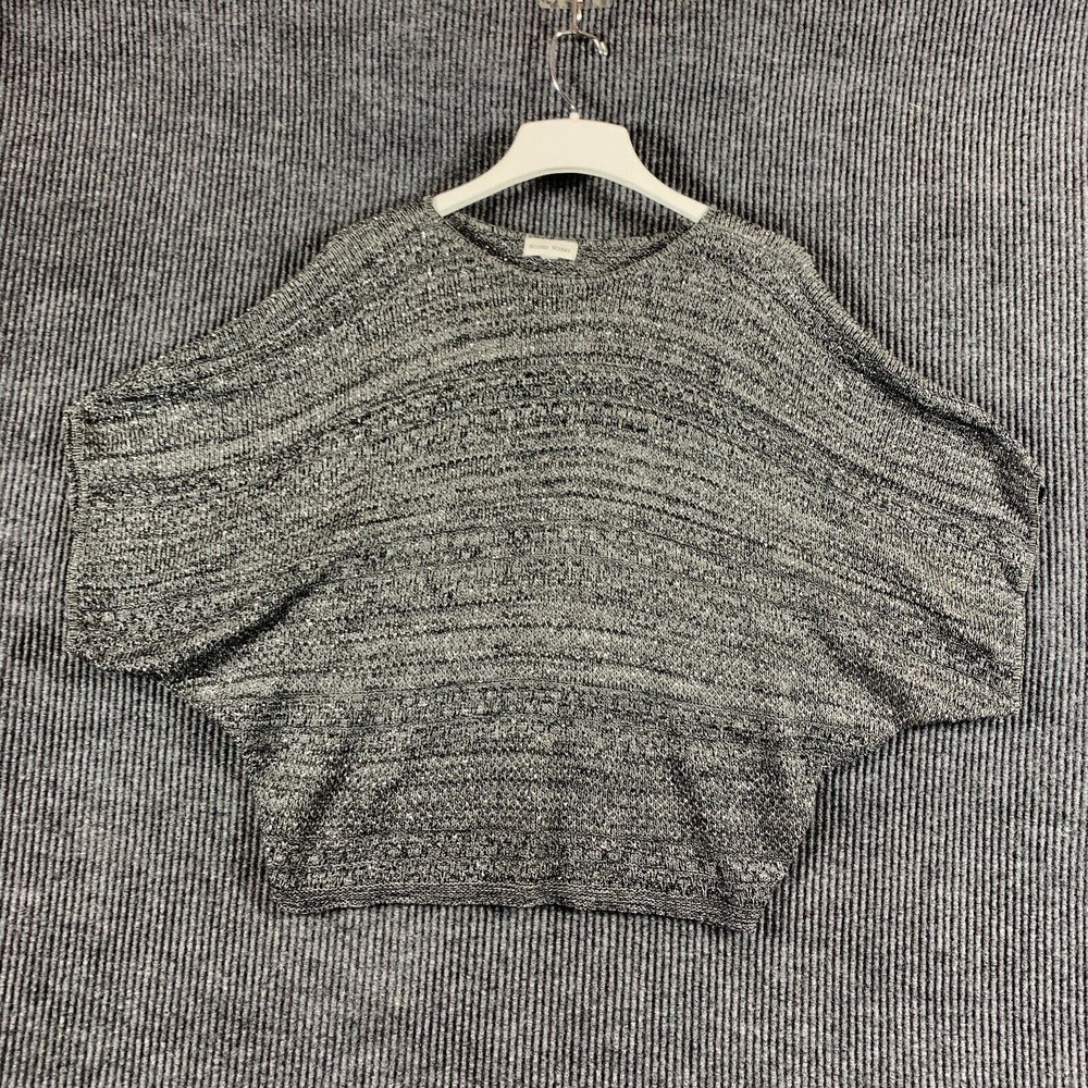 Studio Works Sweater Womens XL Gray Metallic Knit Pullover Stretch Loose Acrylic